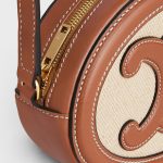 CROSSBODY OVAL PURSE CUIR TRIOMPHE IN TEXTILE AND CALFSKIN NATURAL / TAN - Image 4